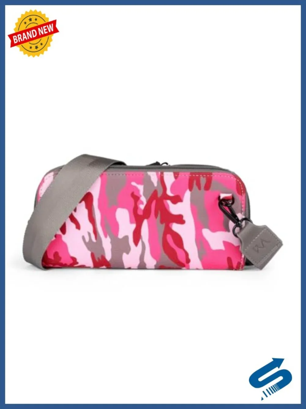 Convertible Crossbody Clutch Three-Compartment Purse Detachable Strap Neoprene